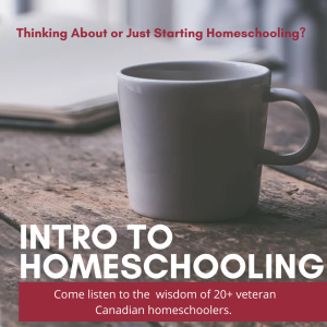 A white mug on a wooden table with the words Intro to Homeschooling overlayed